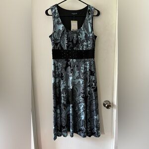 Perceptions - Black and Blue Sleeveless Midi Dress